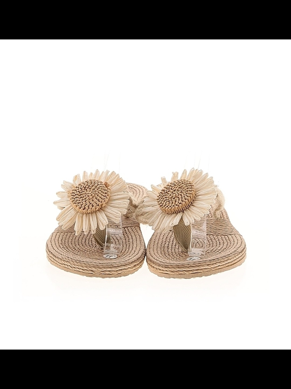 Unbranded Beige Floral Espadrille Flip-Flop Sandals